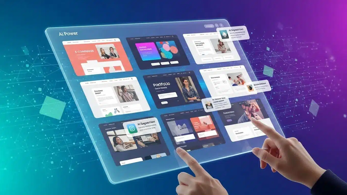 AI Website Builder With Expert Support: What Sets WP Support Lab Apart 2 Illustration of AI-powered website creation with customizable templates