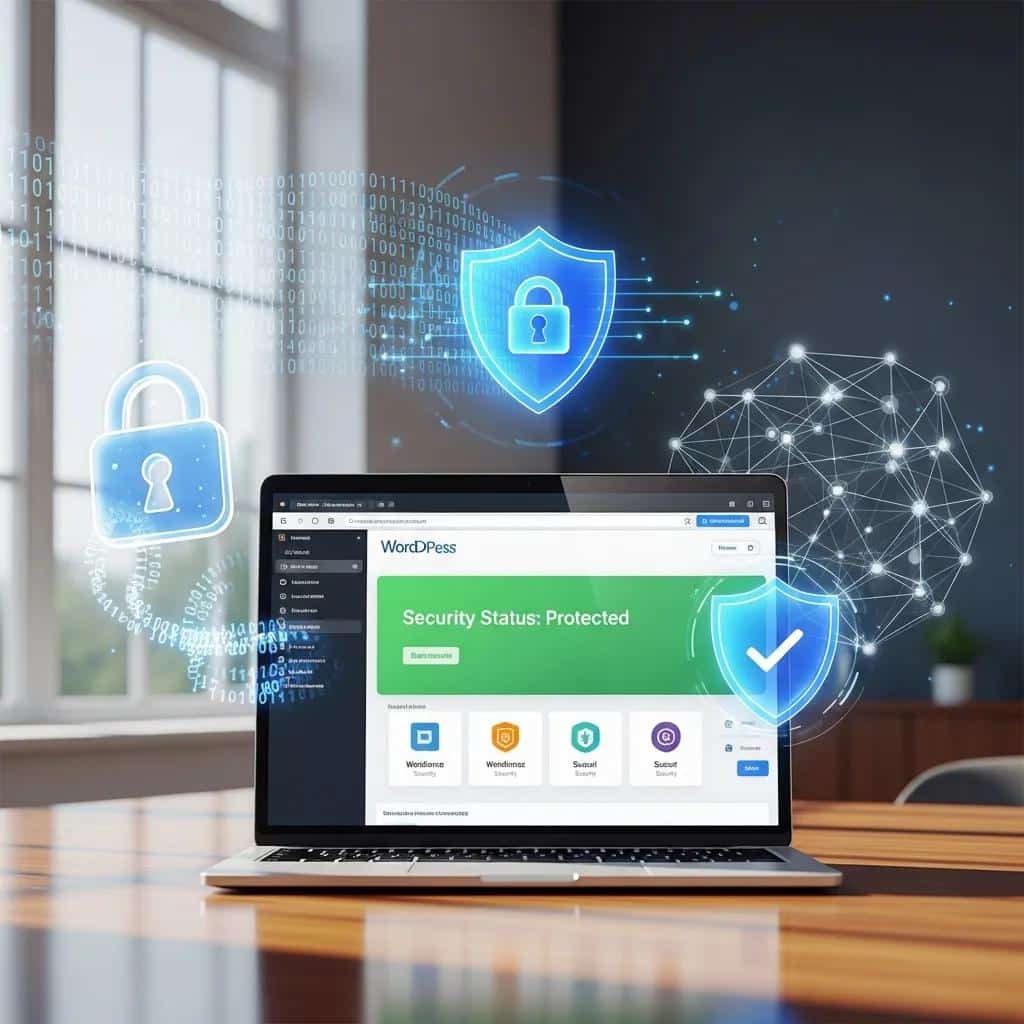 Secure WordPress website environment with cybersecurity elements