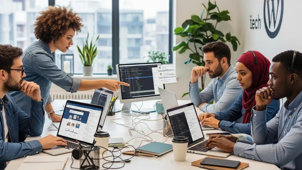 WordPress support team collaborating to resolve urgent website issues
