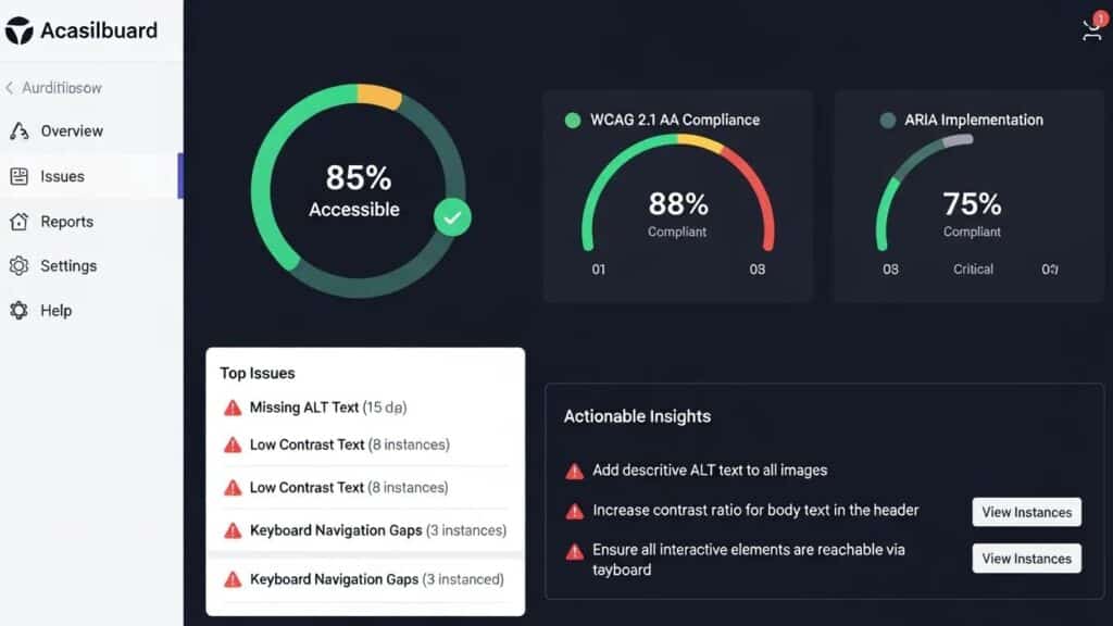 Accessibility audit tool dashboard for improving WordPress site usability