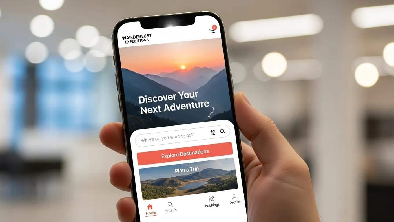 Close-up of smartphone showcasing a mobile-first website design, highlighting user-friendly navigation and clean aesthetics