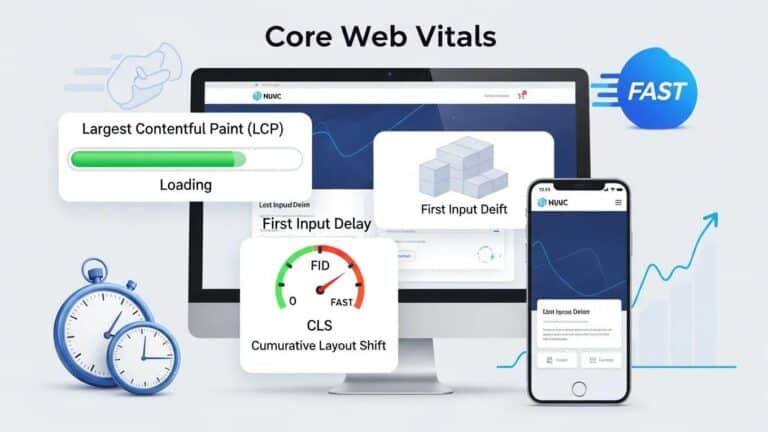 Blog 2 Core Web Vitals metrics visualization with performance indicators