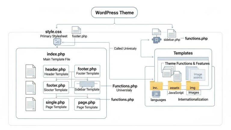 Blog 6 Diagram of essential WordPress theme files and structure
