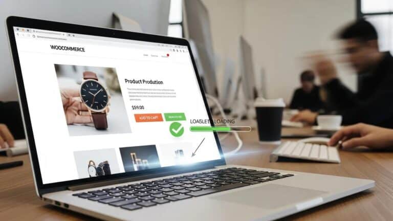 Blog 7 Fast-loading WooCommerce online store on a laptop, symbolizing speed optimization