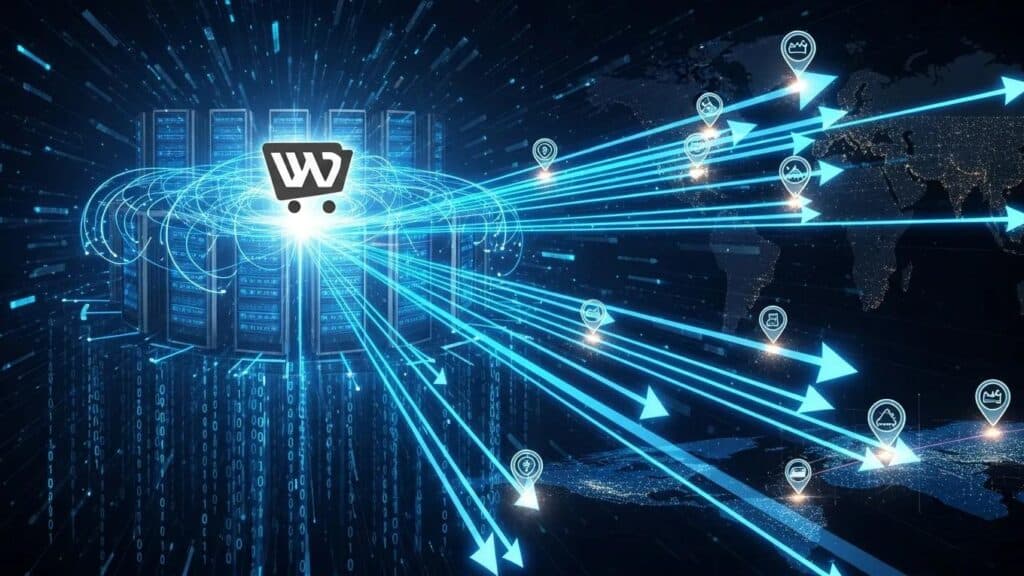 Illustration of CDN integration benefits for enhancing WooCommerce speed