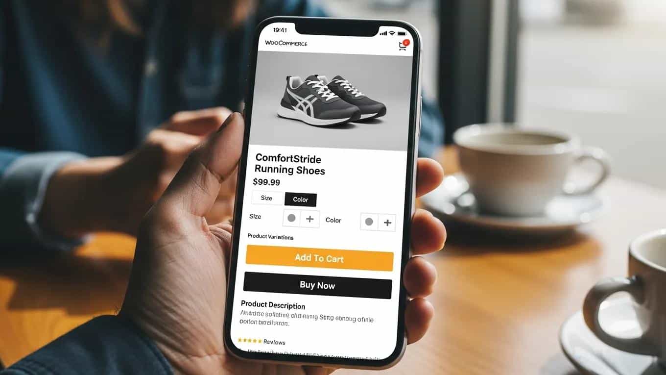WooCommerce Product Page Optimization: 8 Proven Conversion Tactics 2 Mobile device showcasing a responsive WooCommerce product page with optimized layout