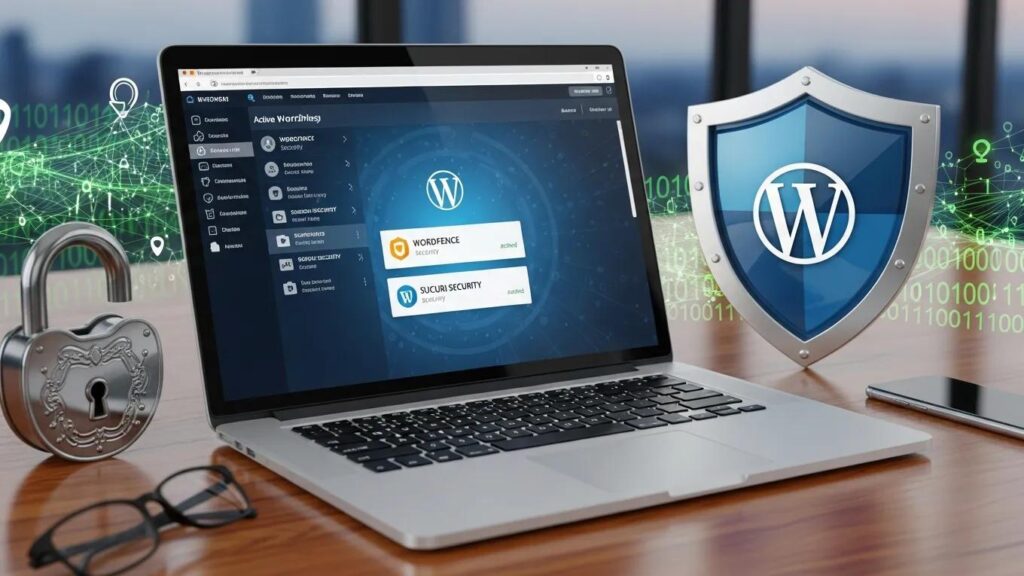 Secure WordPress site environment with cybersecurity elements