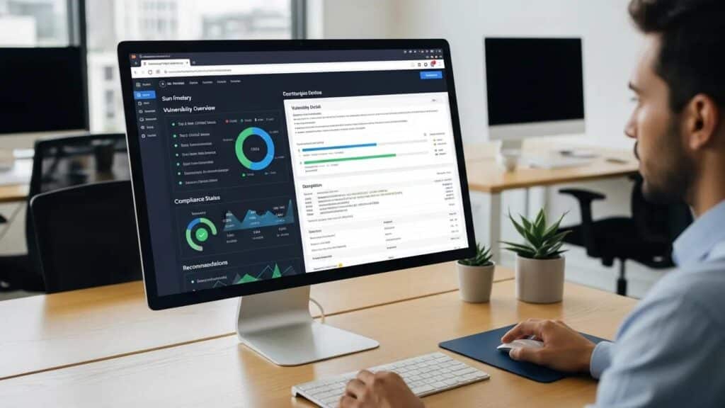 Security audit report being reviewed on a computer screen