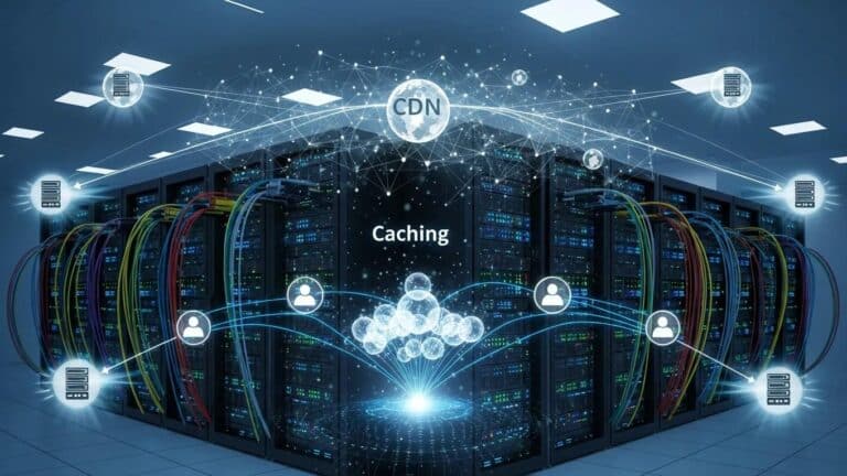 Blog 6 Server room showcasing advanced caching and CDN technology for improved website speed