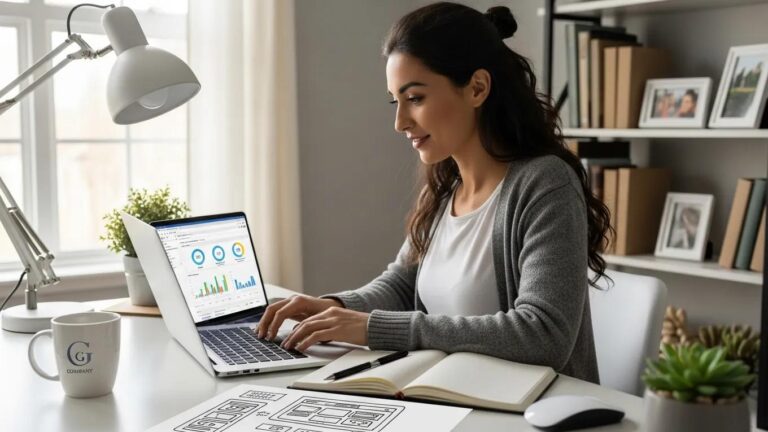 Blog 2 Small business owner managing WordPress hosting in a modern office setting