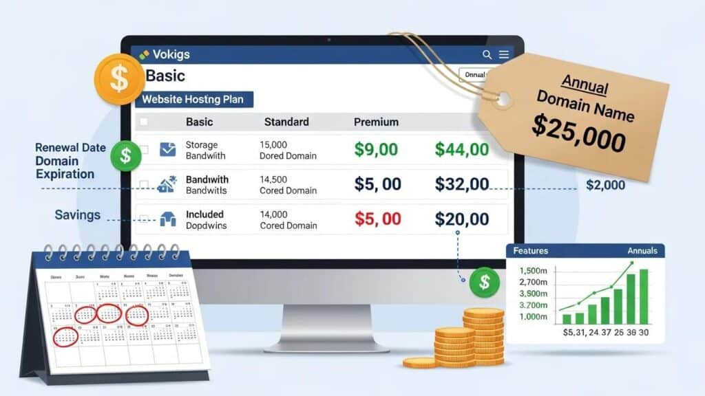 Website hosting and domain pricing options for small businesses