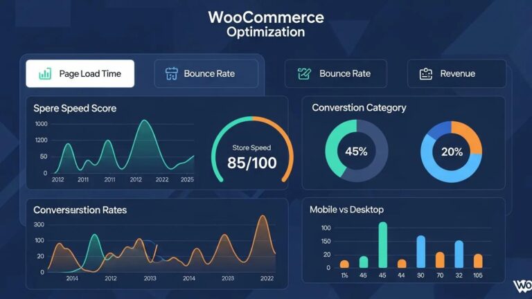 Blog 7 WooCommerce store optimization metrics dashboard showcasing speed and conversion data