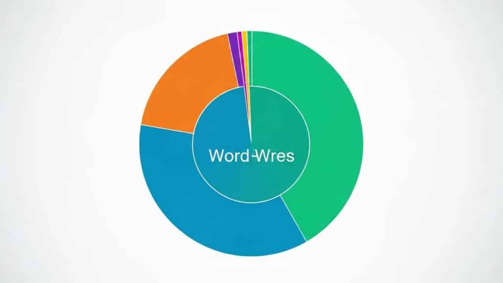 WordPress global market share statistics visualization highlighting its dominance in the CMS market