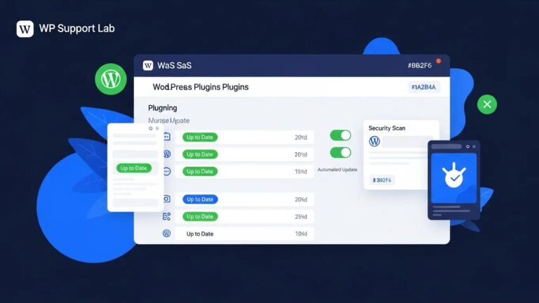 Blog 4 WordPress plugin management dashboard showcasing automated updates and security features